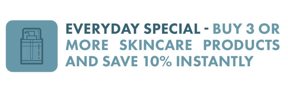 Skincare promotion: buy 3, save 10% instantly.